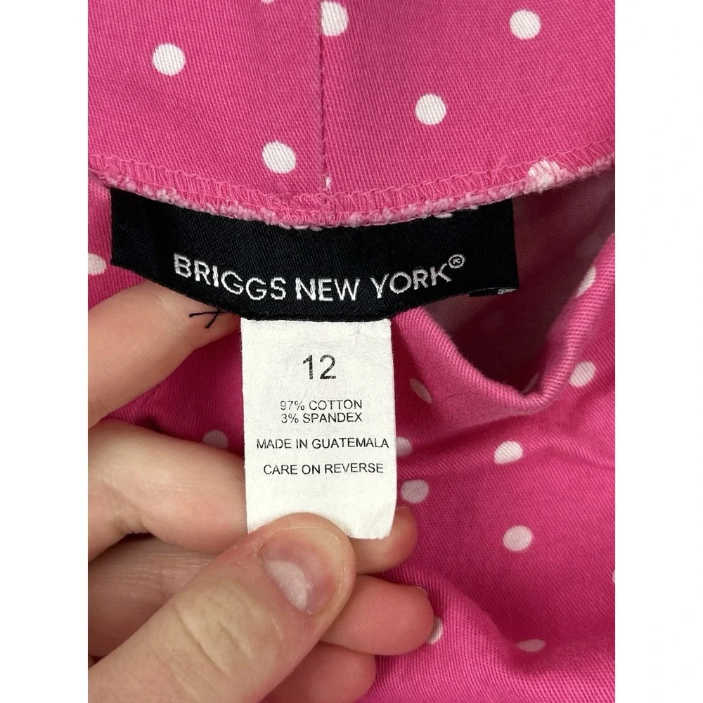 Briggs New York Pink With White Polka Dot Pull On Pants 12